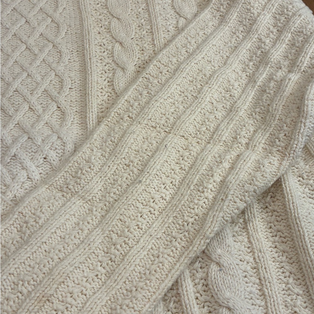 Cream Cable Knit Turtleneck Sweater - Picture 2 of 6